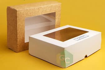 可逆糕点盒，彩色牛皮纸和白色网上出售